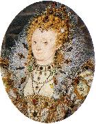 Portrait miniature of Elizabeth I of England with a crescent moon jewel in her hair Nicholas Hilliard